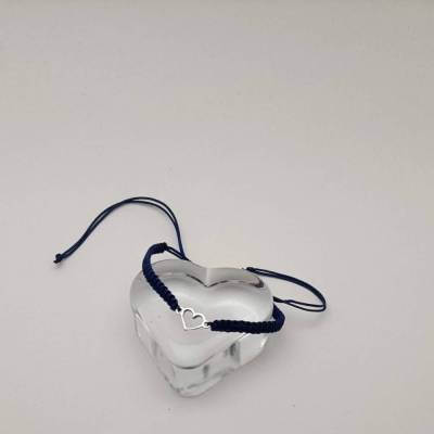Mini Makramee-Armband | handmade, zart & vielseitig | Dunkelblau mit Herz