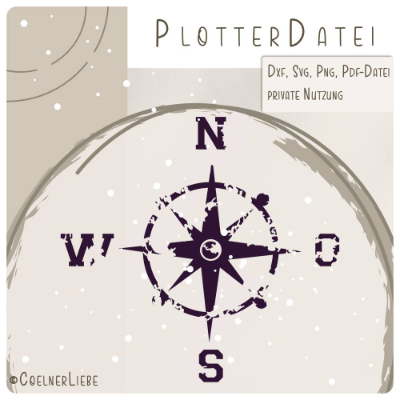 Plotterdatei Windrose im Vintage-Stil – Maritimes Abenteuerdesign für DIY-Projekte