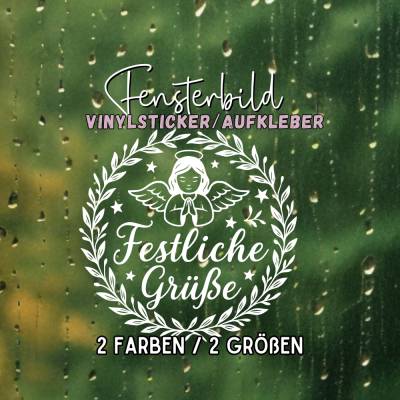 Fensterbild Kranz Aufkleber festliche Grüße | Winterzeit Deko für Advent und Weihnachten, Exklusiv