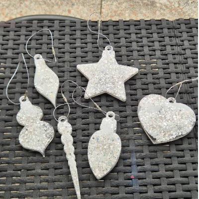 Weihnachts Anhänger 6er Set Weiß-Silber