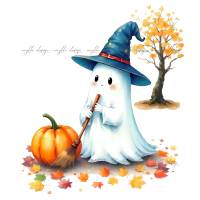 Halloween-Gespenst-Clipart-Bundle (6 Aquarell-Illustrationen) für Printables, Sublimation, kommerzielle Nutzung Bild 4