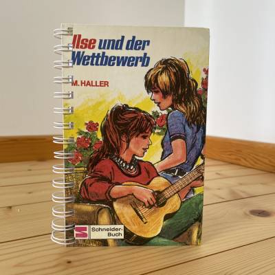 Retro Notizbuch Ilse und der Wettbewerb aus altem Kinderbuch upcycling Geschenk Retrobuch nostalgisch