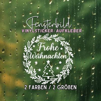 Fensterbild Kranz Aufkleber Frohe Weihnachten Mistelkranz | Winterzeit Deko für Advent und Weihnachten, Exklusiv