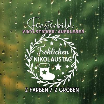 Fensterbild Kranz Aufkleber Fröhlichen Nikolaustag | Winterzeit Deko Adventzeit und Nikolaus , Exklusiv