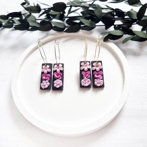 Polymer Clay Ohrstecker Blumen | Blumen Ton Ohrringe |  Sommerohrringe | Blumen sommerliche goldene Ohrringe | handgefer