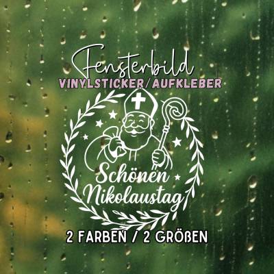 Fensterbild Kranz Aufkleber schönen Nikolaustag | Winterzeit Deko Adventzeit und Nikolaus , Exklusiv