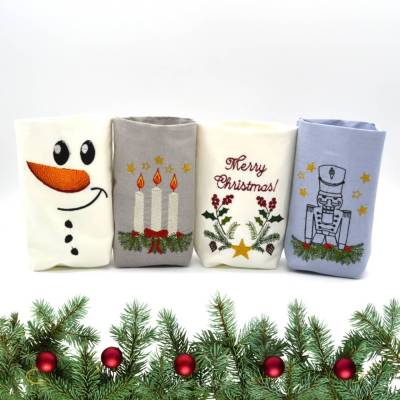 ITH Lichterbeutel Weihnachten SET mit Nussknacker Schneemann Kerzen