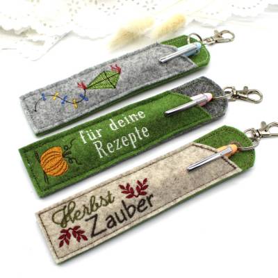 Stickdatei Herbst Etuis Stifteetui schmal für einen oder zwei Kugelschreiber