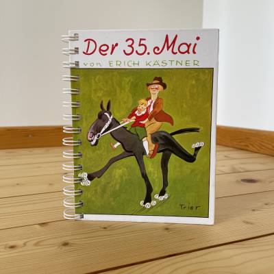Kultiges Retro‑Notizbuch aus Original‑Kinderbuch Der 35. Mai, Einzigartiges & Nachhaltiges Geschenk fü