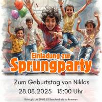Personalisierbare Geburtstagseinladung Sprungparty Trampolin DIN A4 – Digital zum Ausdrucken Bild 1