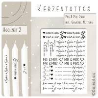 Kerzentattoos Hochzeit für Stabkerzen | Design 2, Druckvorlage DIY & gewerbliche Nutzung Bild 1