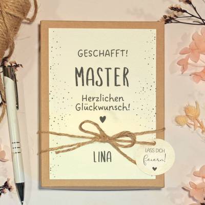 Personalisierte Geschenkbox Masterabschluss – Geldgeschenk Verpackung & Karte
