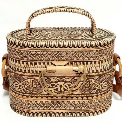 Handgearbeiteter Birkenrinden-Korb, nachhaltig, 100% Natur, unbehandelt, Art. BI 005