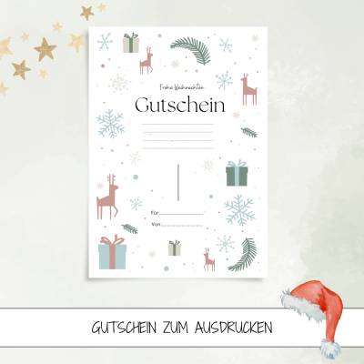 Last Minute Geschenk - Weihnachtsgutschein zum Ausdrucken