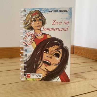 Retro Notizbuch „Zwei im Sommerwind“ – Upcycling Geschenk aus originalem Kinderbuch, Vintage Retrobuch