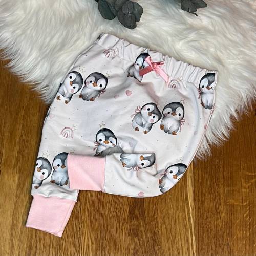 Neugeborenen Set/Sweatshirt/Pumphose/comfy pants „Pinguine rosa“