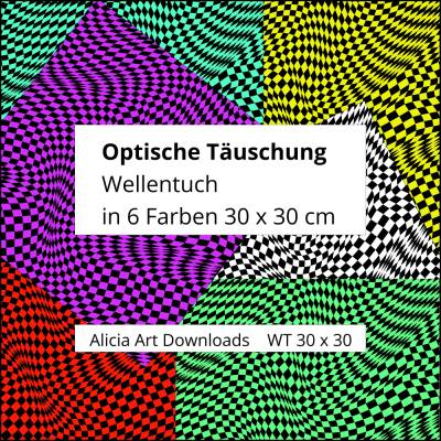Optische Täuschung Wellentuch in 6 Farben 30 x 30 cm