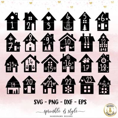 Plotterdatei Adventskalender png, svg, dxf Weihnachten, Digitaler Download, Adventskalenderzahlen svg, Weihnachten