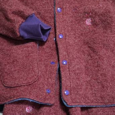 Wollwalkanzug Größe 92/98 2 teilig Wollwalkjacke und Hose mit süßer Stickerei