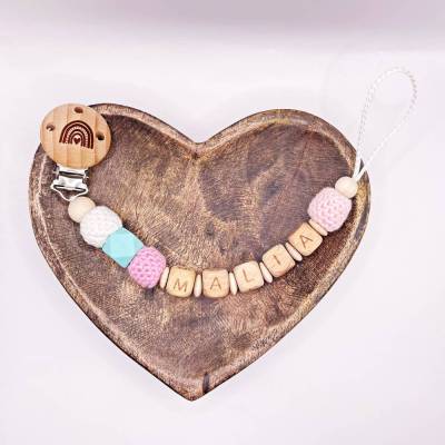 Schnullerkette mit Namen | rosa türkis| personalisierbar für Mädchen | individuell | handgemacht | Holzbuchstaben
