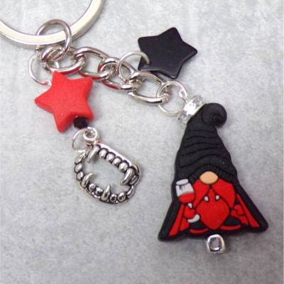 Personalisierbarer 3D Schlüsselanhänger Vampir mit Silikon Zähnen Halloween 