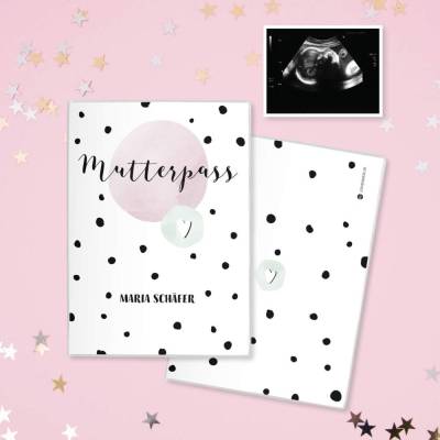 Mutterpasshülle personalisiert mit Namen – Schutzhülle für Mutterpass »Punkte«  – Geschenk zur Schwangerschaft