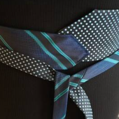 Wickelgürtel aus Krawatten - Upcycling-Gürtel aus Krawatten, dunkelblau türkis