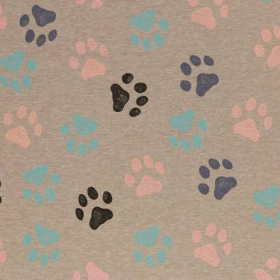 Rest:1,5m x 1,45m  Alpenfleece Kuschel Sweat Eiger Hundepfoten grau meliert (1m/10,-€)