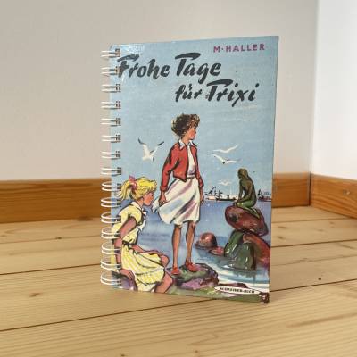 Retro Notizbuch „Frohe Tage für Trixi“ – Upcycling Geschenk aus Kinderbuch, Vintage Retrobuch, 60er Jahre