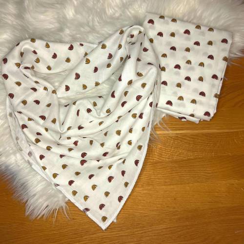 Musselin Halstuch Regenbogen – Spucktuch & Mulltuch aus 100% Baumwolle, personalisierbar