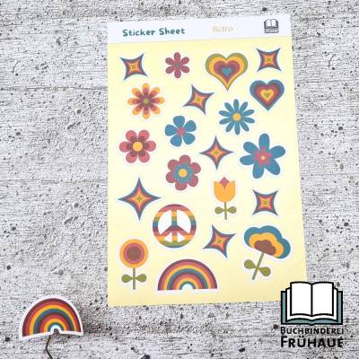 Stickerbogen Retro – Papiersticker & Vinylsticker 11,5x17,3 cm für Planer & DIY