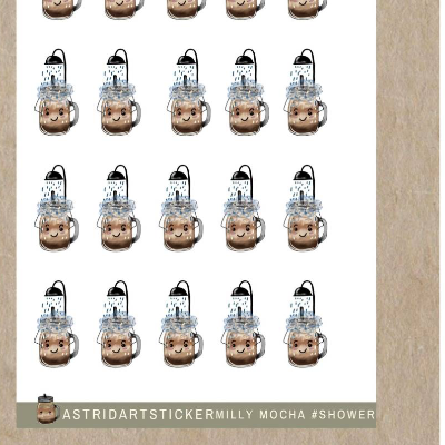 Milly Mocha - Shower Stickersheet : Funktionale Milly Sticker für Pocket Planner