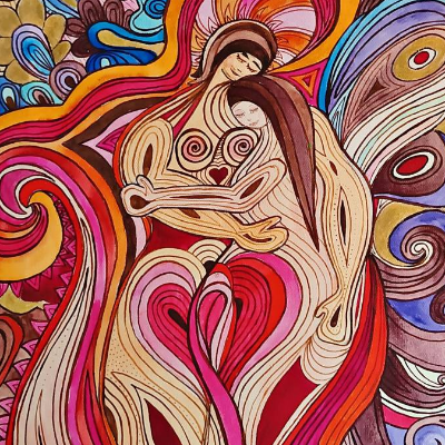 Leinwand-Kunstdruck „Liebendes Paar“ – Moderne Wanddekoration auf Keilrahmen, Original Reproduktion