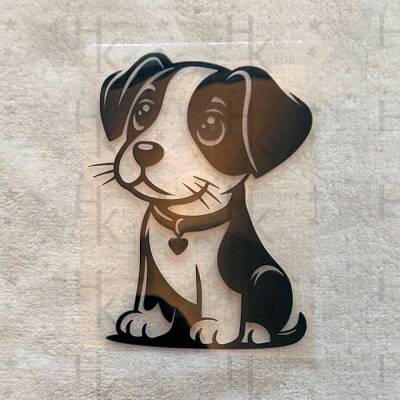 Bügelbild - Süßer Hund | Halsband mit Herz - viele mögliche Farben