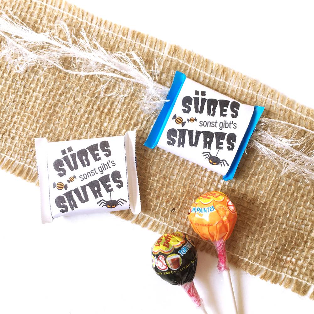 Halloween Banderole Druckvorlage für Mini-Schokolade – Süßes oder Saures Geschenkidee Bild 1