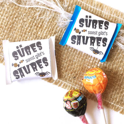 Halloween Banderole Druckvorlage für Mini-Schokolade – Süßes oder Saures Geschenkidee