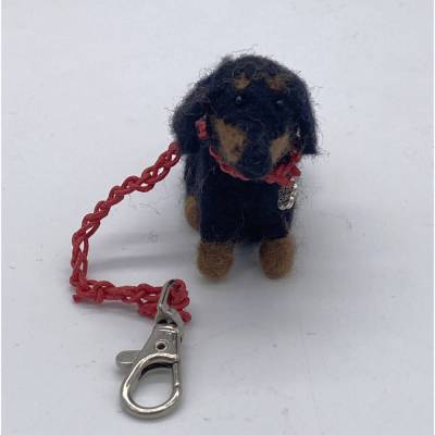 Autospiegel-Anhänger Dackel, Taschenanhänger, Dackel bewacht das Auto - kein Kinderspielzeug!