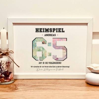Personalisiertes Geldgeschenk zum 65. Geburtstag für Fußballfans – Kreative Geschenkidee im Bilderrahmen