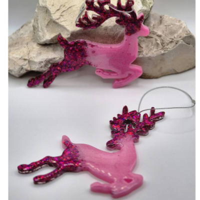 Rentier Anhänger 2er Set Pink