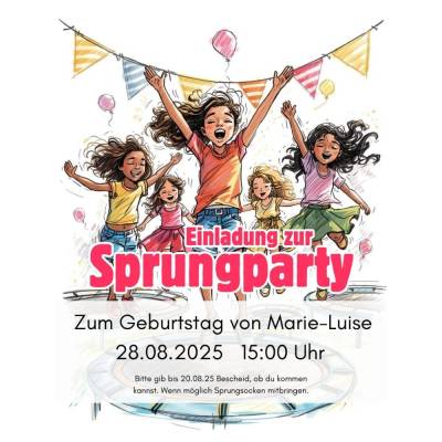Personalisierbare Geburtstagseinladung Sprungparty Trampolin DIN A4 – Digital zum Ausdrucken