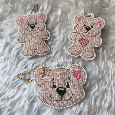 Stickdatei Teddy Schlüsselanhänger ITH Set – Taschenbaumler & Anhänger von Design-by-Jasmina