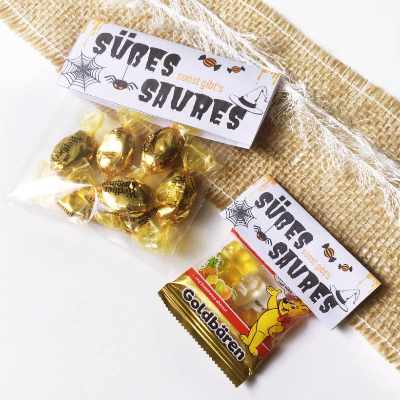 Halloween, Druckvorlage, Tütenverschluss, Süßes oder Saures, Halloweenparty, Geschenkidee, Schülergeschenk, Herbstferien