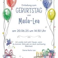 Personalisierbare Einladung Kindergeburtstag A4 – Luftballons, Geschenke & Kuchen als digitaler Download Bild 1