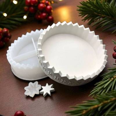 Countdown Kalender Silikonform – Adventskalender Schale mit Stern Monatskalender Gießform