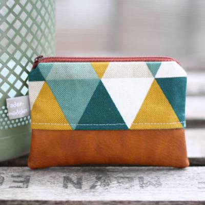Kleine Schlüsseltasche WILMA aus Kunstleder & Baumwolle in Herbstfarben – Mini-Geldbörse & Schlüsseletui