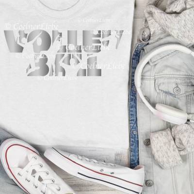 Individuelles Volleyball Bügelbild – Sportliche Spieler Silhouetten aus Flex-, Flock- oder Glitterfolie