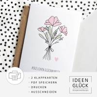 Geburtstagskarte | Klappkarte | Postkarte | Herzlichen Glückwunsch | Karte | A4 | Datei | PDF Vorlage Bild 1