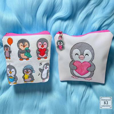 Stickdateien Pinguine inkl. ITH – 21 Motive & 47 Dateien ab 10x10 cm – Shabby-Stil für Taschen, Deko & Kuscheltiere