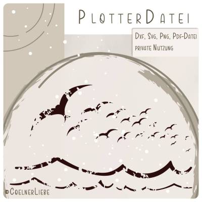 Plotterdatei Wellen & Möwen – Maritimes Design für Plotter & DIY-Projekte