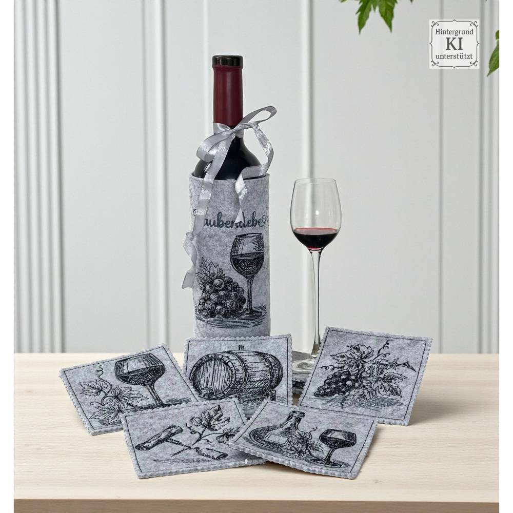 Stickdateien Weinliebe (Doro-Collection) ab 10x10 Rahmen – 21 Scribble-Motive für edle Stickprojekte Bild 1